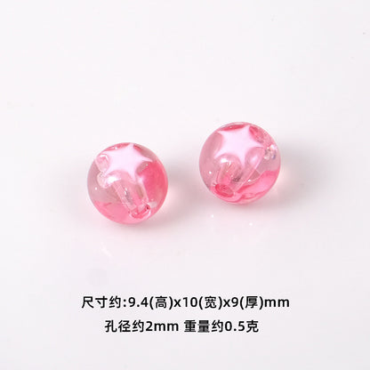 Star Pattern 10mm Acrylic Round Beads Shiny Surface 20pcs 8