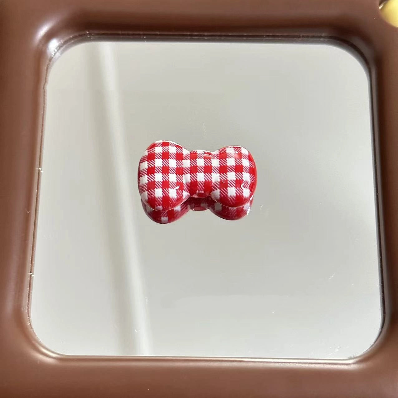 Houndstooth Pattern Bow Acrylic Beads 25mm Glossy Mixed 10pcs 6