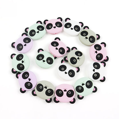 Silicone Focal Beads Animal Panda Pink Pastel Colors 20pcs 5