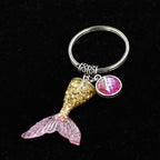 Stainless Steel Gradient Fishtail Animal Keychain Shimmering Scales 3
