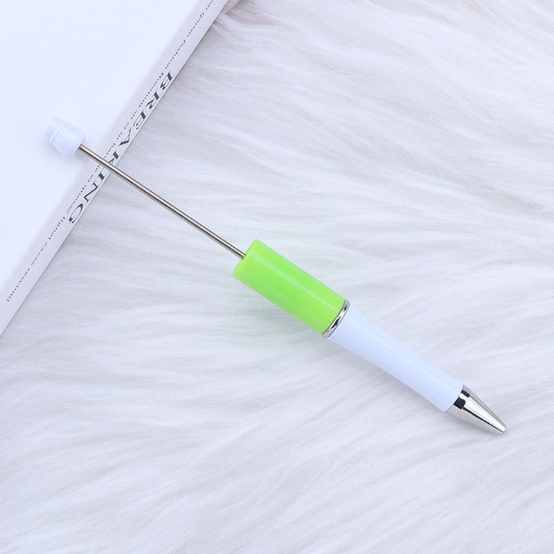 Beadable Pens Wholesale, Two Color Plastic Pastel White Barrel Ballpoint, 11.5mm x 145mm