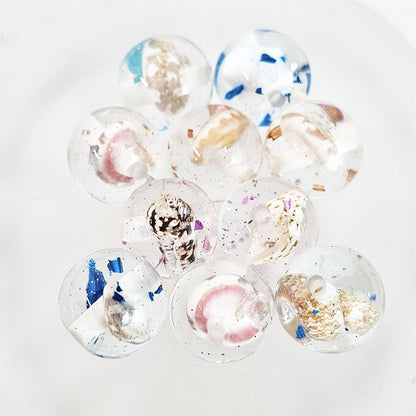Clear Sea Snail Resin Beads 16mm Round Natural Shell 10pcs