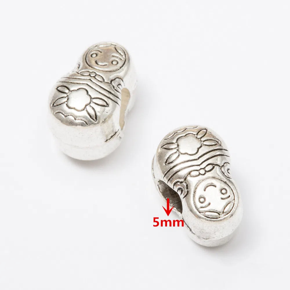 Vintage European Style Metal Beads Zinc Alloy Aged Silver Tone 50pcs 3