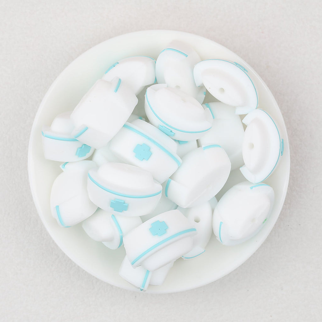 3D Colorful 3D Nurse Cap Silicone Focal Beads 20 Pcs
