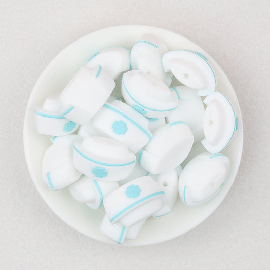 3D Colorful 3D Nurse Cap Silicone Focal Beads 20 Pcs