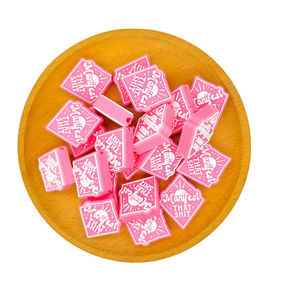 Silicone Focal Beads Manifest That Shit Diamond Shaped Bold Lettering 2