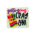 Silicone Focal Beads Crayon Box with Getting My Cray On Lettering 20pcs