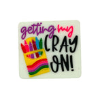 Silicone Focal Beads Crayon Box with Getting My Cray On Lettering 20pcs