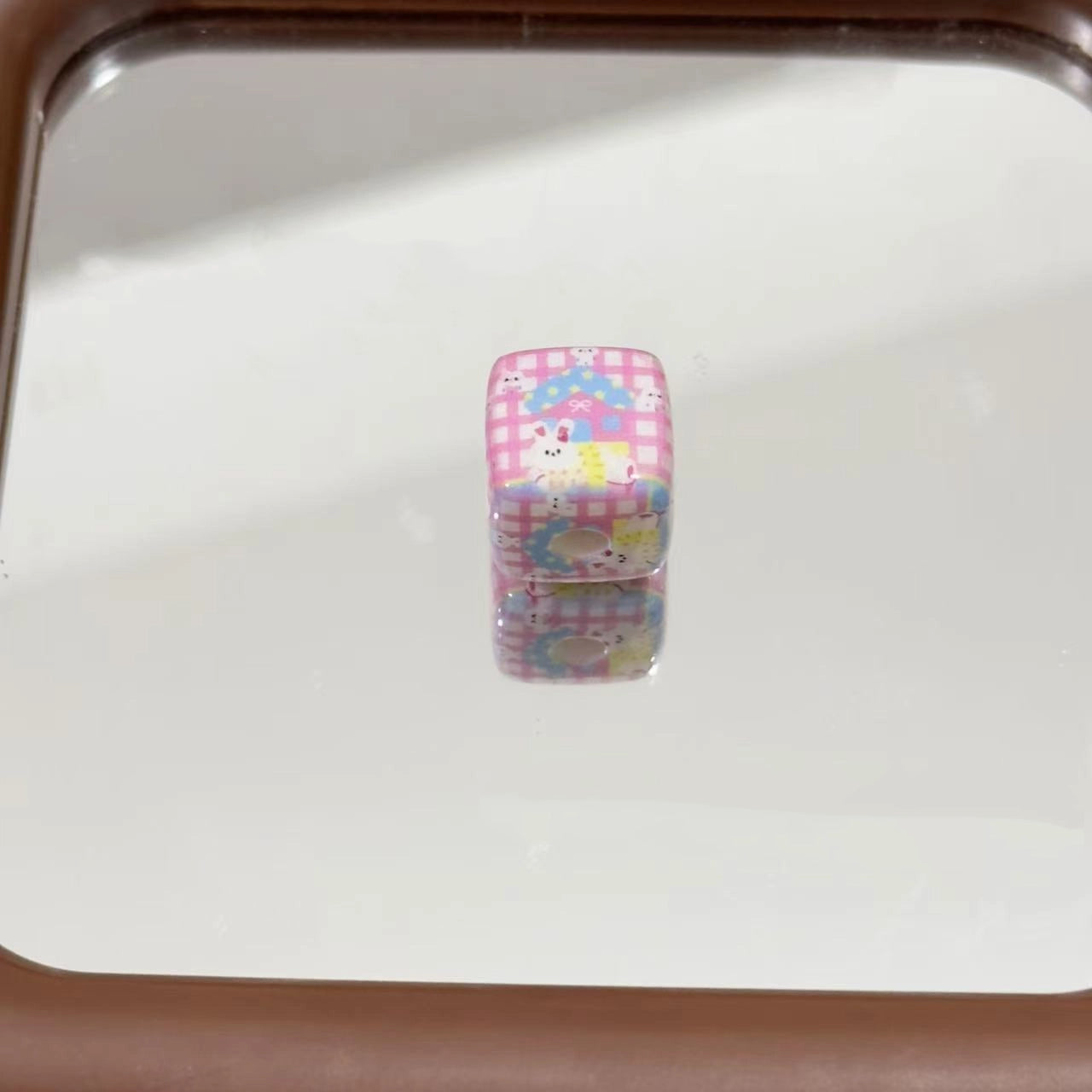 Spring Blue Pink Puppy Square Acrylic Beads 14mm 10pcs 5