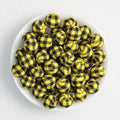 15mm Checkered Pattern Priented Round Silicone Beads Multi Color 50pcs - Orange White