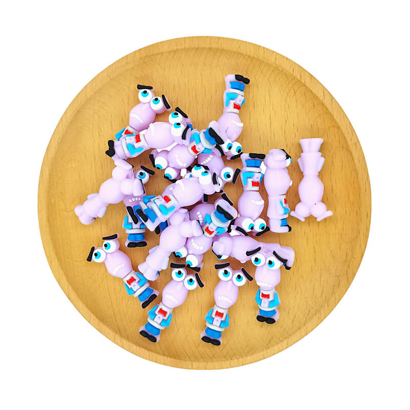 Silicone 3D Focal Beads Inside Out Fear Character Red Bow 2