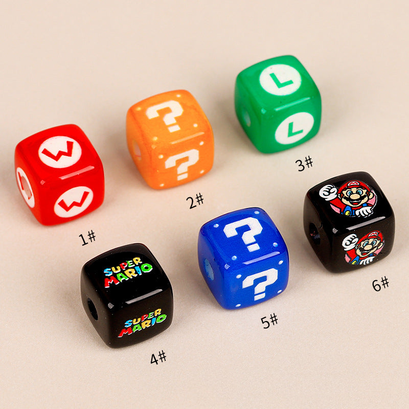Cartoon Mario Acrylic Square Beads 14mm Glossy Finish 10pcs 4