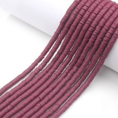 Flat Clay Beads 6mm Solid Color Smooth Polymer Disc 10strands 45