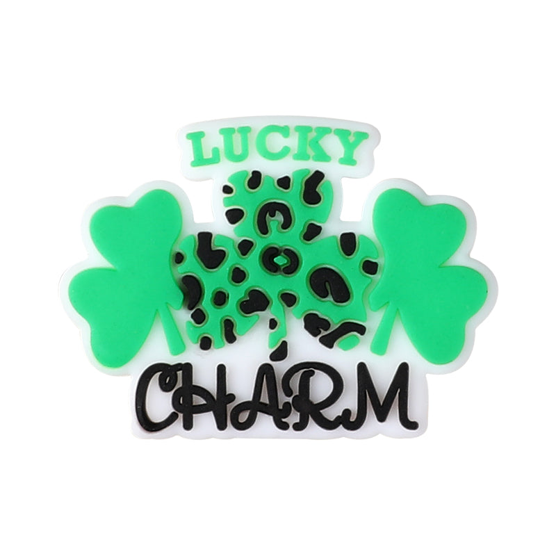 Silicone Focal Beads Saint Patrick Day Clover Lucky Charm 10pcs 13