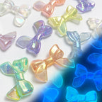 Glow Bowknot Acrylic Beads 24x32mm Iridescent Light In The Dark 10pcs
