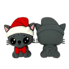 Silicone 3D Focal Beads Cat Red Bow Santa Hat 20pcs