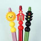 Silicone 3D Focal Beads Traffic Light Sun School Front View 20pcs 6