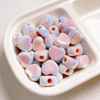 Cream Color Heart Acrylic Beads 12x14.5mm Large Hole 10pcs 9