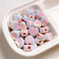 Cream Color Heart Acrylic Beads 12x14.5mm Large Hole 10pcs 9