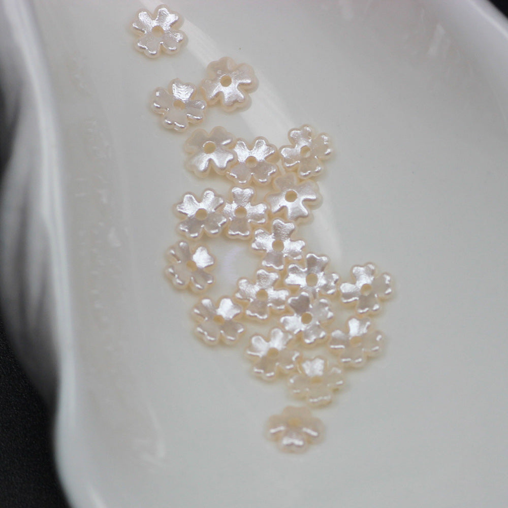 Pearl Four Petal Flower Acrylic Beads 7mm Colored Imitation 100pcs 3