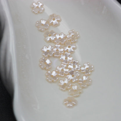 Pearl Four Petal Flower Acrylic Beads 7mm Colored Imitation 100pcs 3