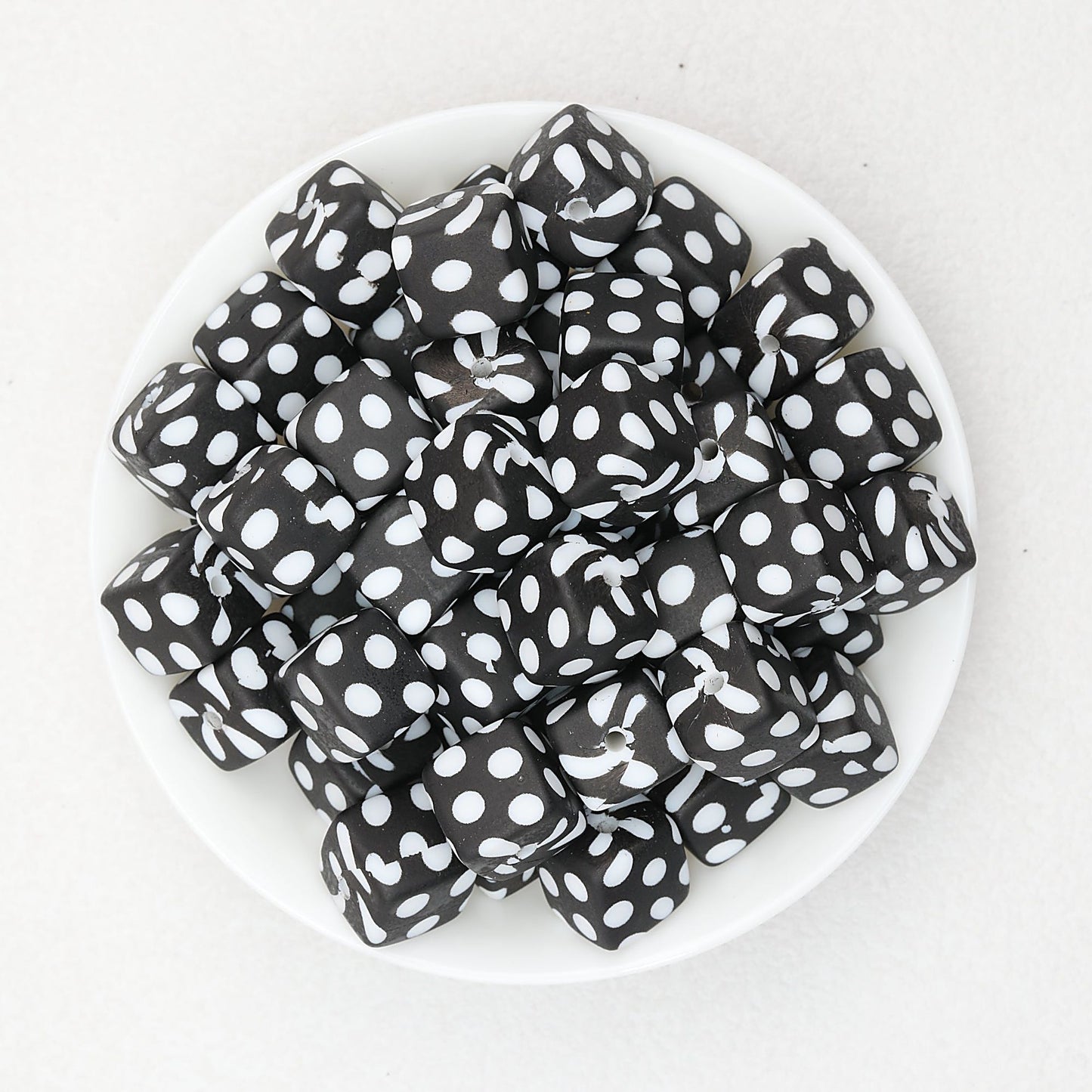 Geometric Pattern 13.5mm Square Silicone Beads with 2.5mm Hole 50pcs - 1