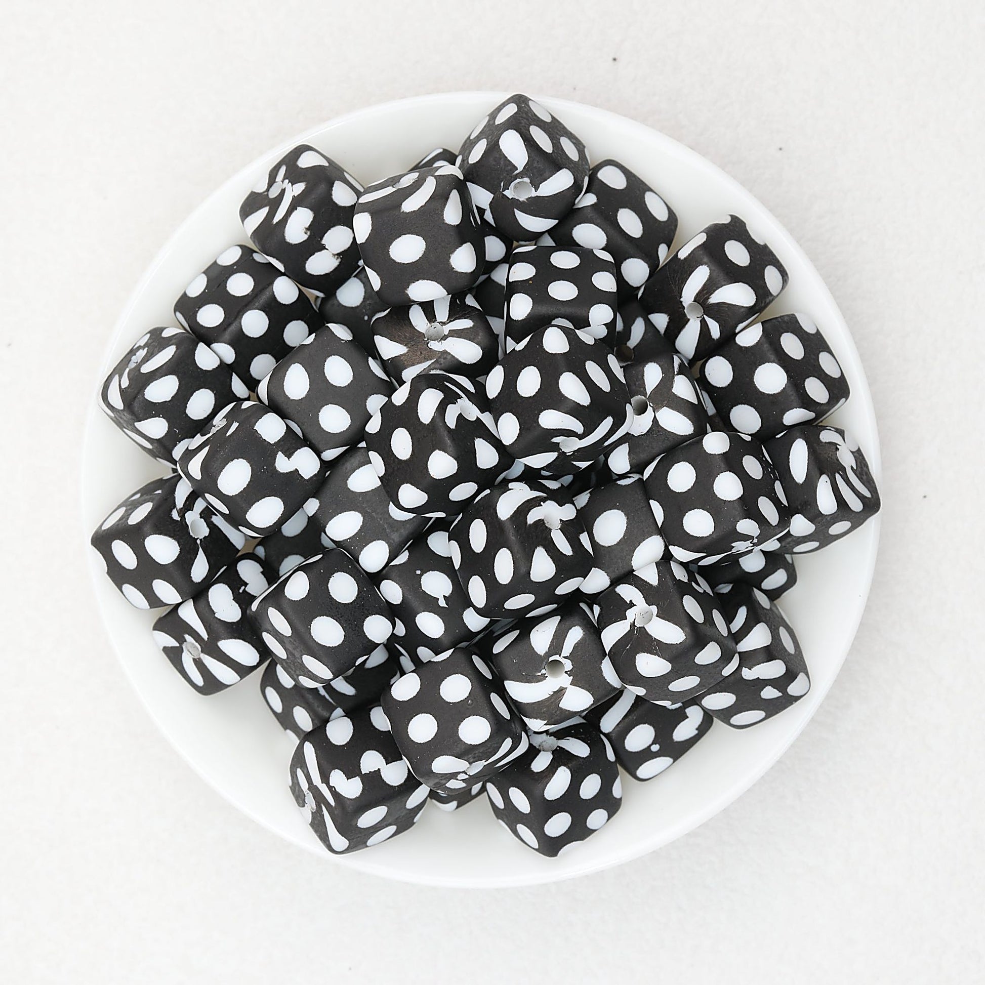 Geometric Pattern 13.5mm Square Silicone Beads with 2.5mm Hole 50pcs - 1