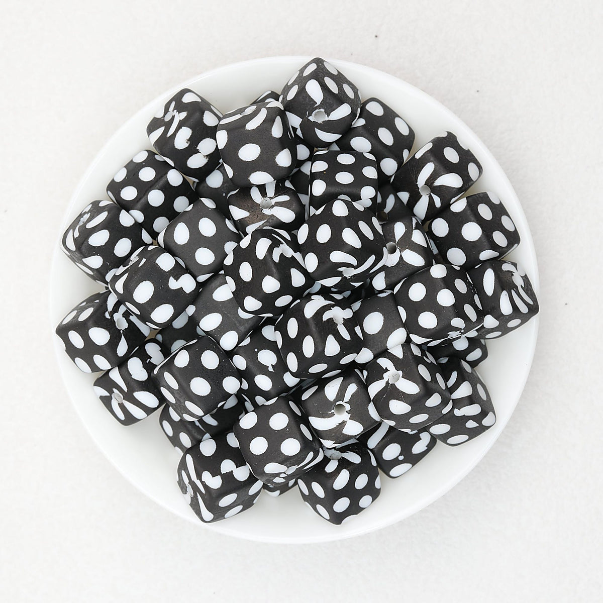 Geometric Pattern 13.5mm Square Silicone Beads with 2.5mm Hole 50pcs - 1