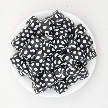 Geometric Pattern 13.5mm Square Silicone Beads with 2.5mm Hole 50pcs - 1