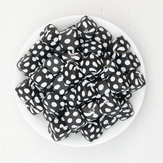 Geometric Pattern 13.5mm Square Silicone Beads with 2.5mm Hole 50pcs - 1
