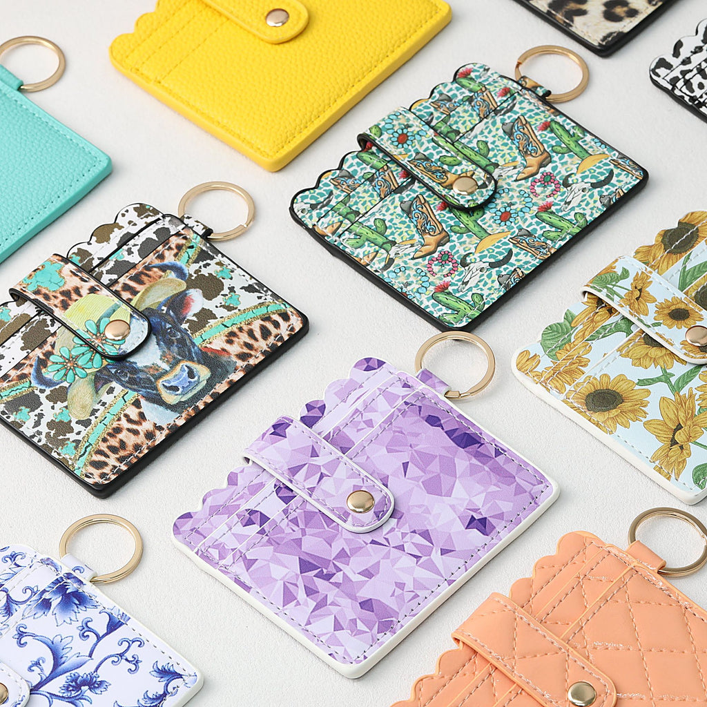 PU Card Holder Keychain Multi Patterned