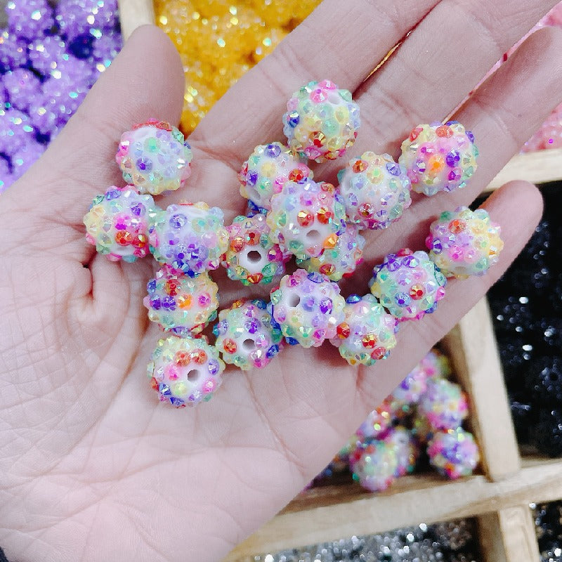 Bubblegum Round Rhinestone Beads 14mm Textured Shimmer 50pcs 2