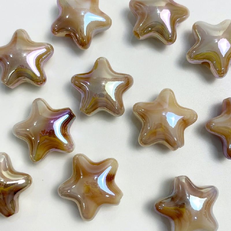 UV Finish Gradient Star Acrylic Beads 22x10mm Multicolor Pastel 50pcs 11