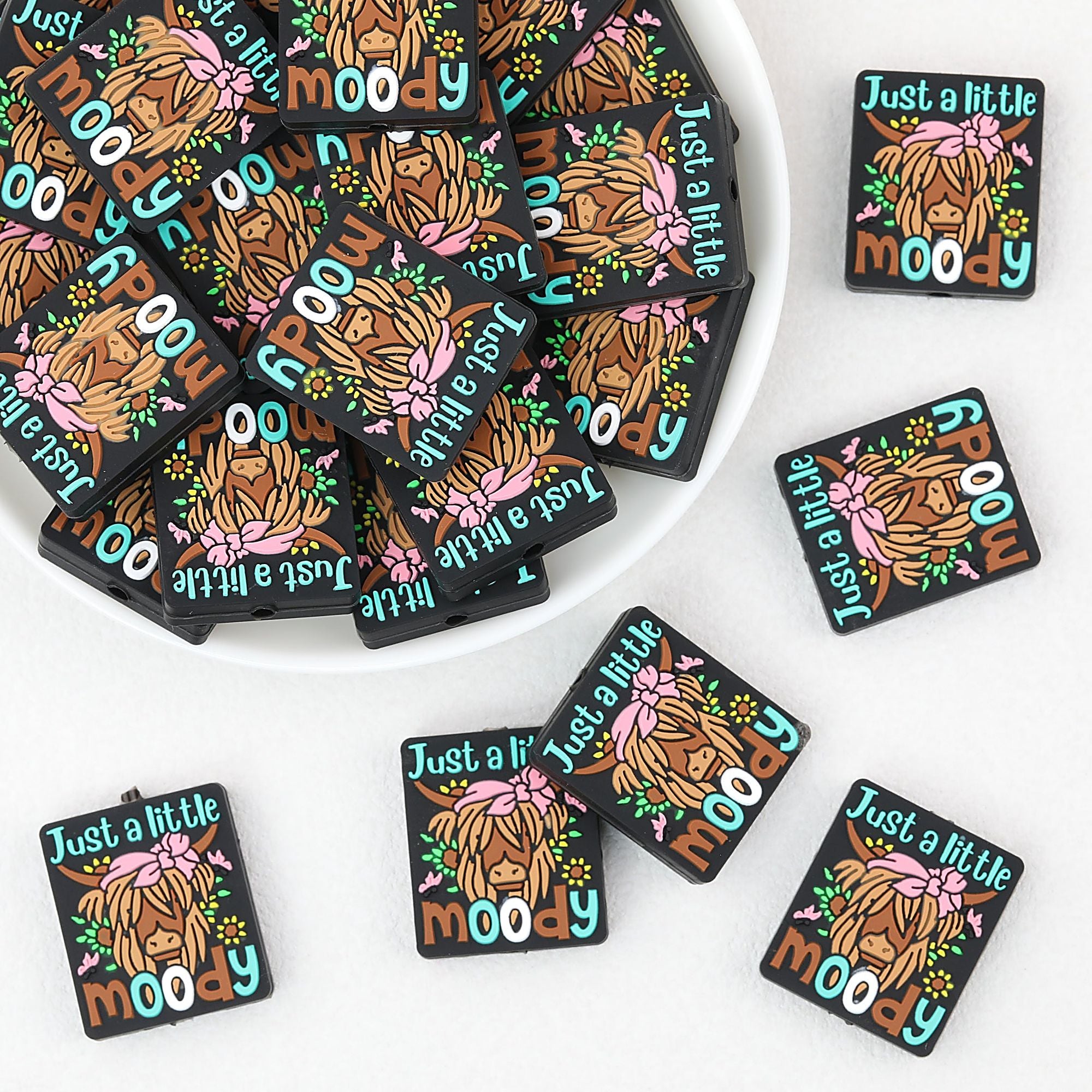Just A Little Moody Square Silicone Focal Beads 20pcs
