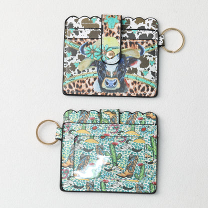 PU Card Holder Keychain Multi Patterned
