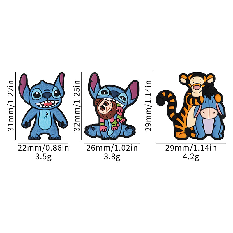 Silicone Focal Beads Disney Stitch Tigger Eeyore Character Group 20pcs 9