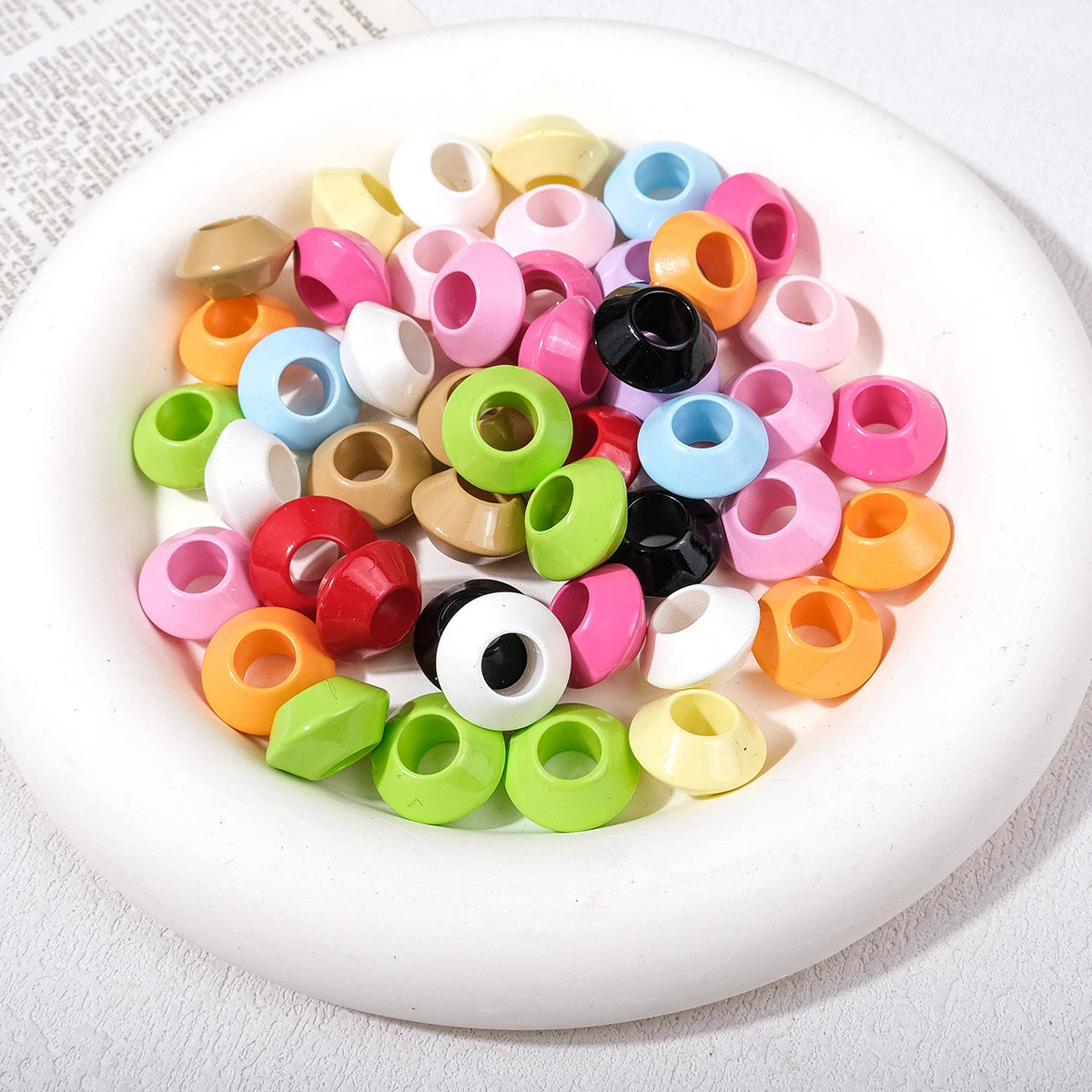 Colorful 16mm Large Hole Round Acrylic Spacer Beads 40pcs 2