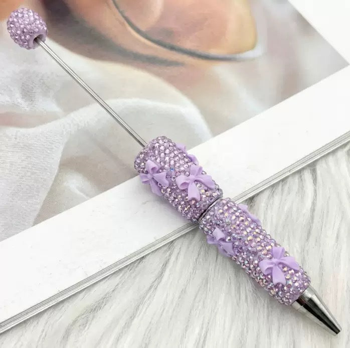 Beadable Pen with Rhinestone Bow Decoration 29