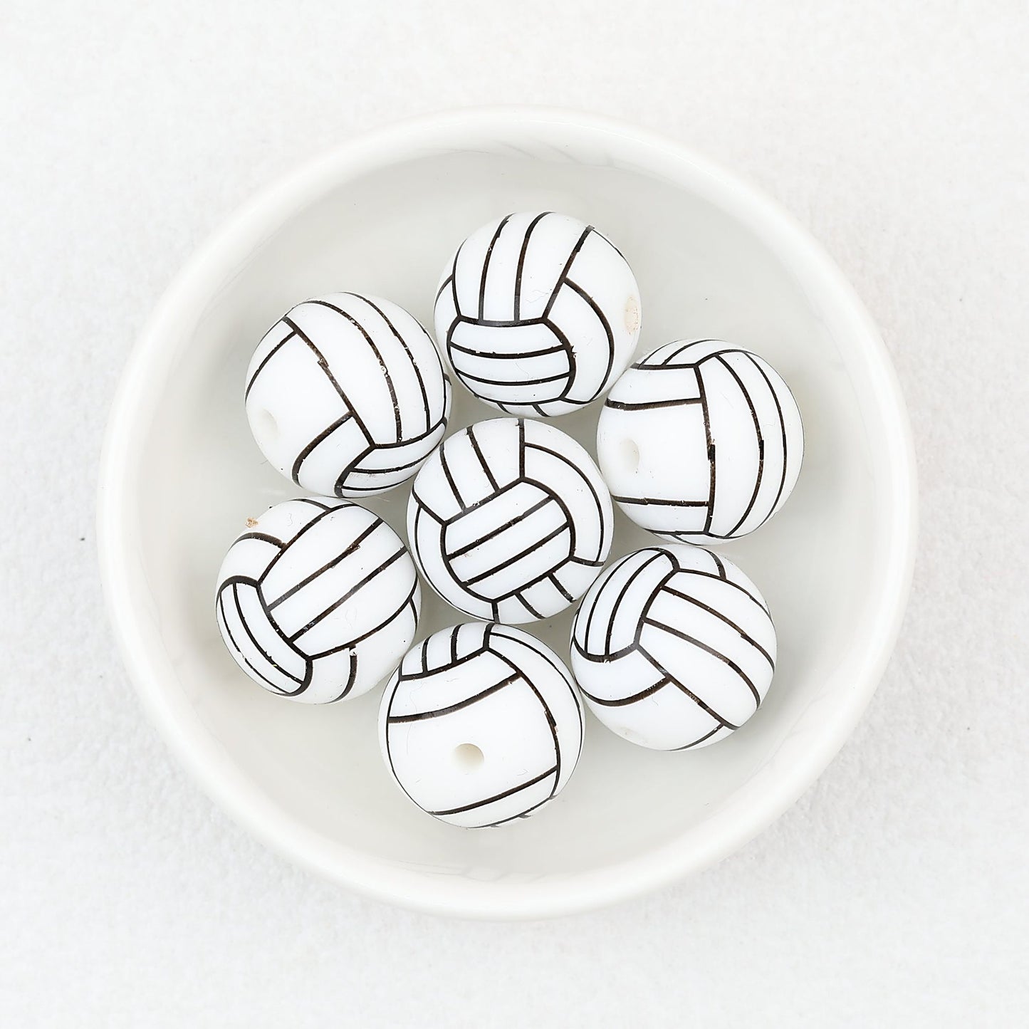 15mm Silicone Beads Sports Ball Printed Soccer Football Volleyball 10pcs - 15mm volleyball beads