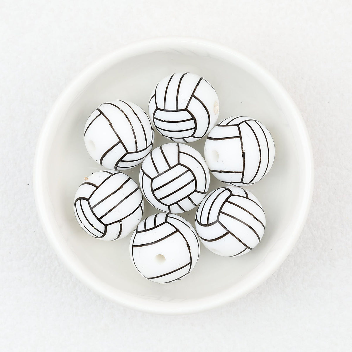 15mm Silicone Beads Sports Ball Printed Soccer Football Volleyball 10pcs - 15mm volleyball beads