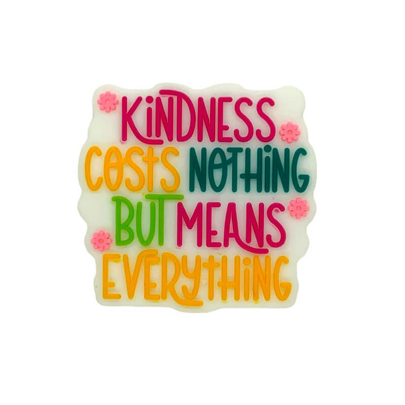 Silicone Focal Beads Kindness Costs Nothing But Means Everything Colorful Text Floral
