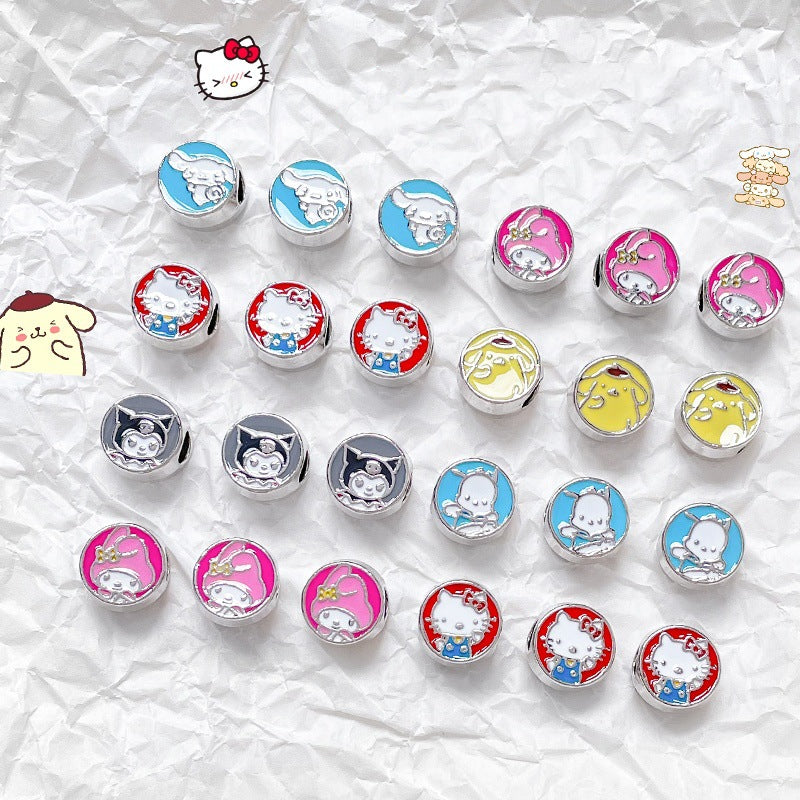 Flat Metal Beads 12mm Sanrio Series Enamel Alloy 10pcs