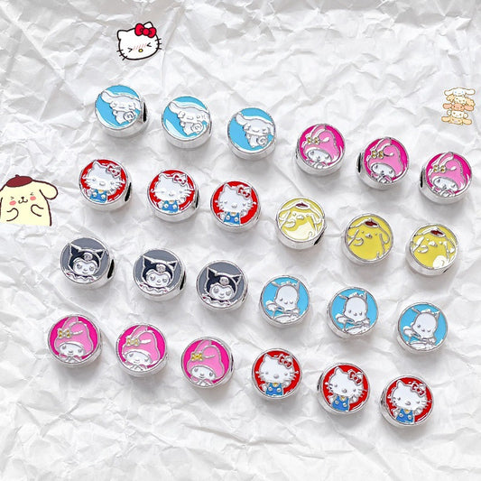 Flat Metal Beads 12mm Sanrio Series Enamel Alloy 10pcs