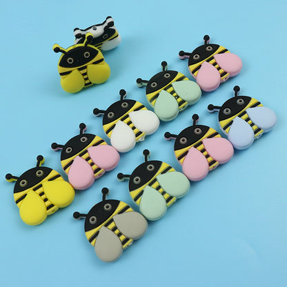 Silicone Focal Beads Ladybug Pastel Wings Bold Stripes 10pcs 4