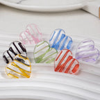 22mm Heart Shaped Transparent Color Stripe Acrylic Beads 50pcs 2