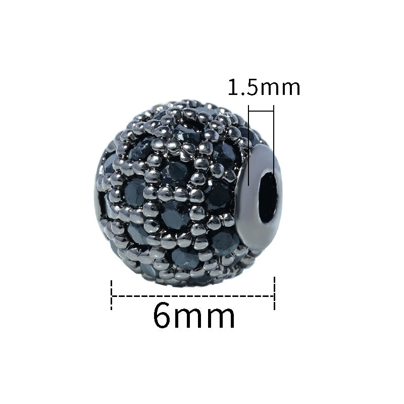 Fancy Zirconia Paved Brass Round Beads 6mm 8mm 10mm 30pcs 27