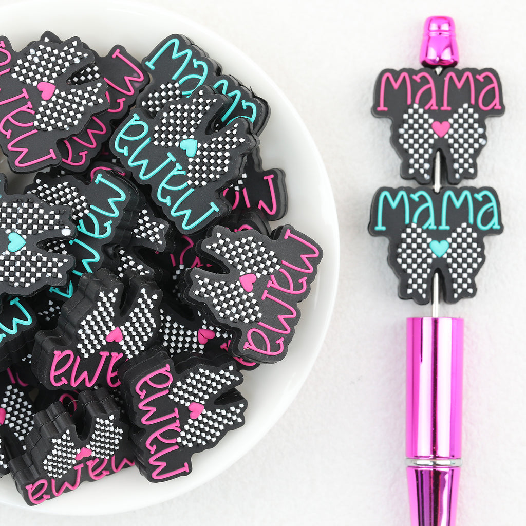Mother Day Bow Silicone Focal Beads 20Pcs 