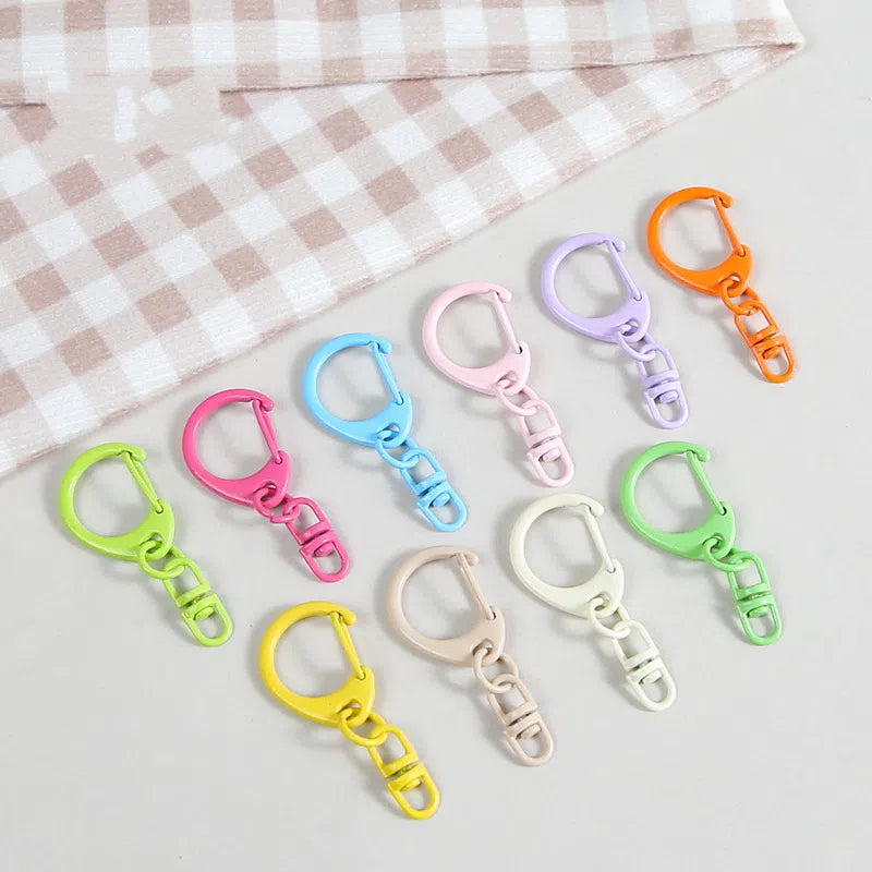 Zinc Alloy D Shaped Colorful Buckle Keychain Clasps 20pcs 38mm 2