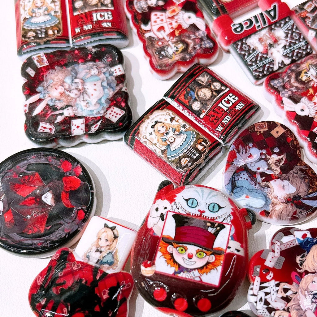 Mixed Shape Alice Acrylic Beads Colorful Flat Design 50pcs 3