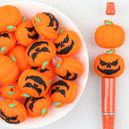 3D Halloween Carved Faces Pumpkin Silicone Focal Beads 20Pcs 